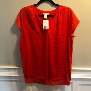 H&M Orange/Red Blouse NWT